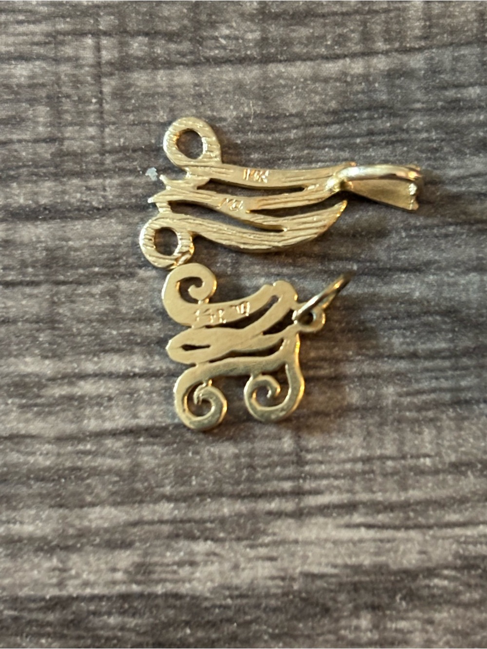 Monogram M Initial 14k Pendant Charms (2) - Picture 3 of 3